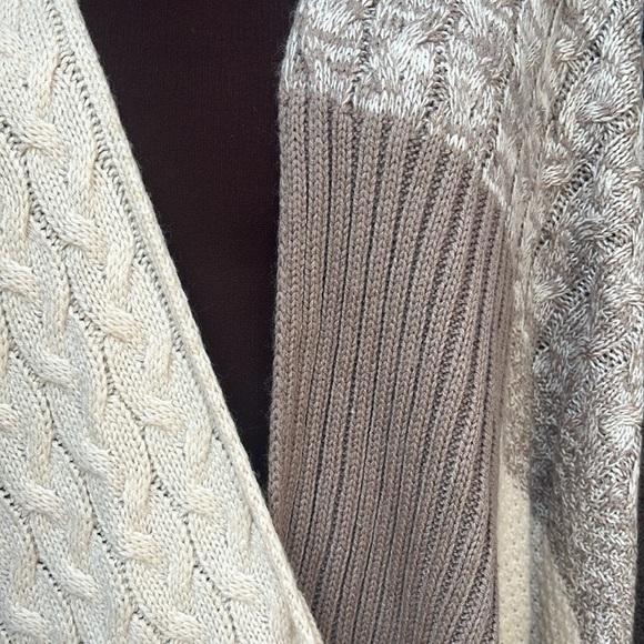 EUC Knox Rose open front cardigan with multiple knit panes of different pattern - Picture 3 of 10